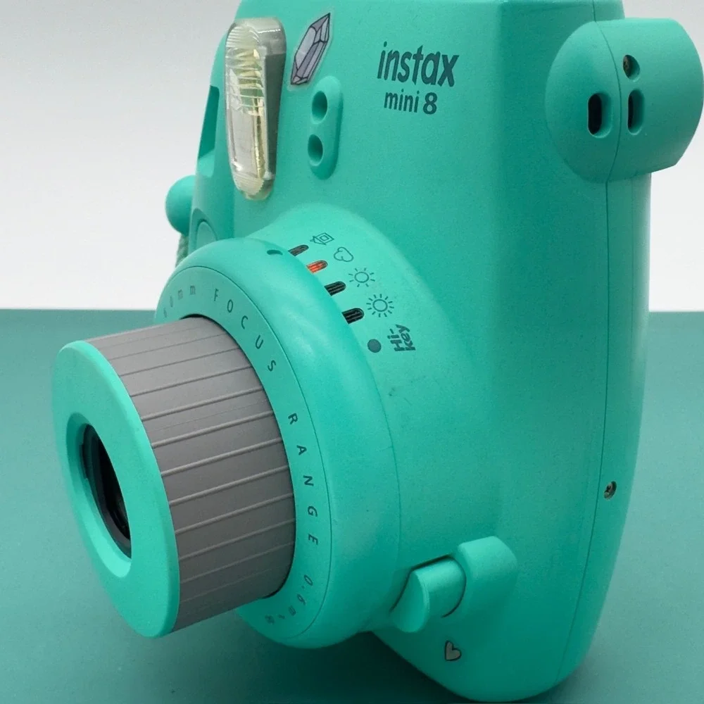 Fujifilm Instax Mini 8 Instant Film Camera Mint Aqua Tested Working Film Loaded